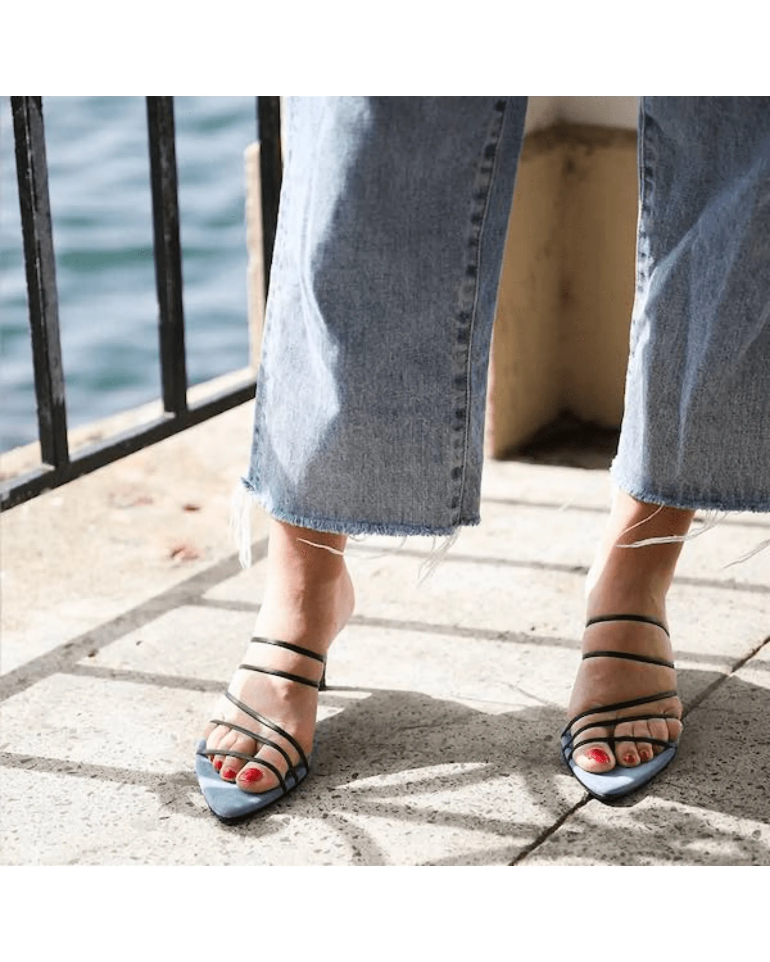 5 Strings Strappy Mid Heel Mule