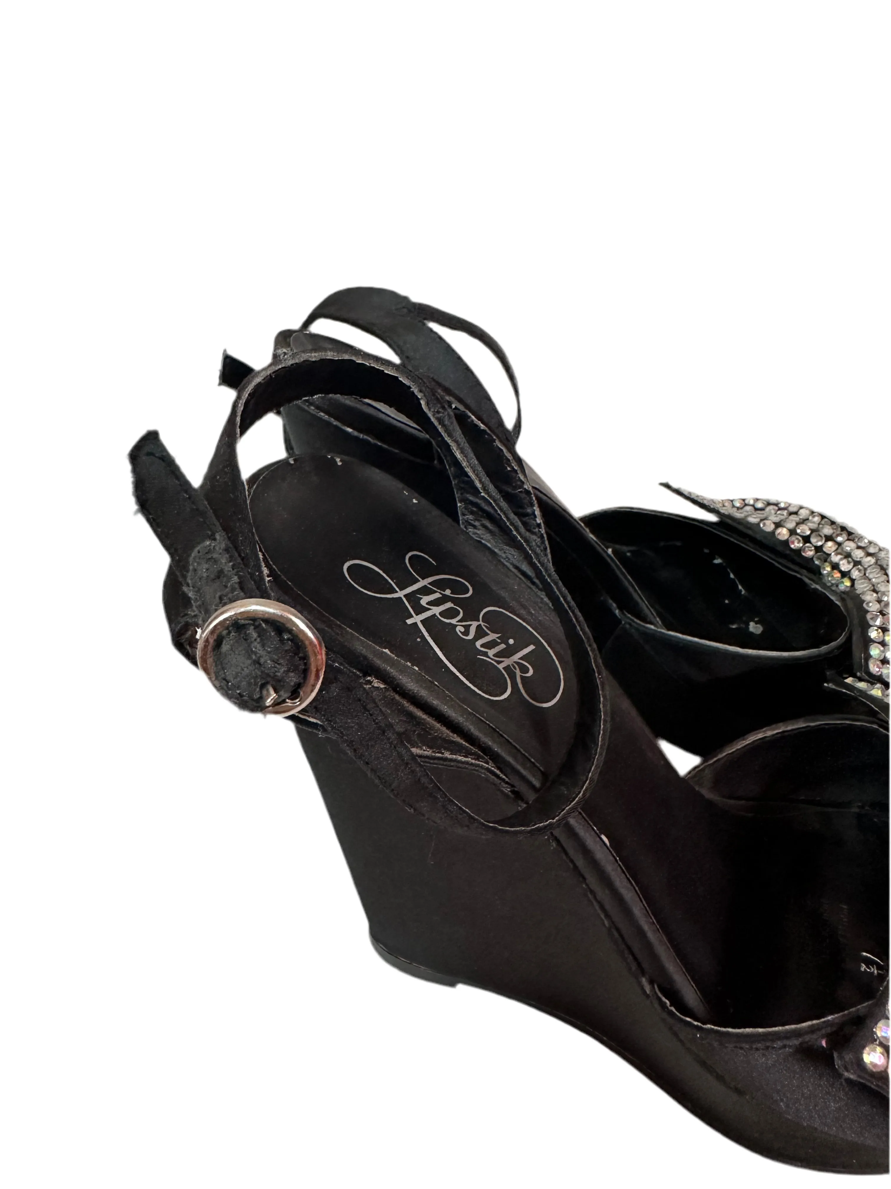 Black Lipstick Bow Wedge Heeled