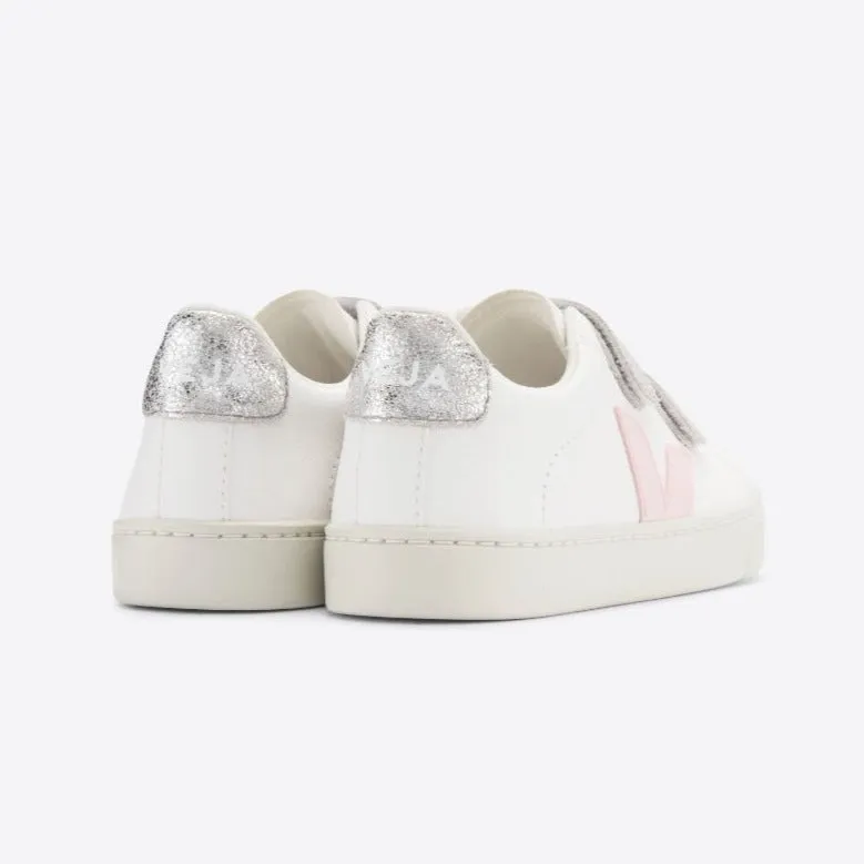Veja Girl's Esplar Leather White Petale Silver Trainers